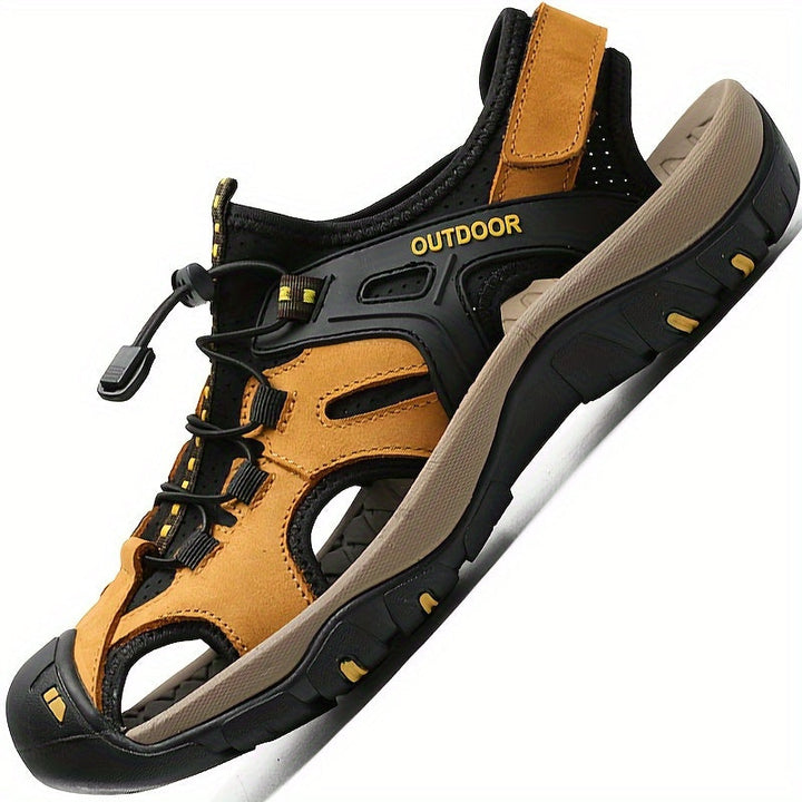 Men's Leather Hiking Sandals – Closed Toe and Grip Sole