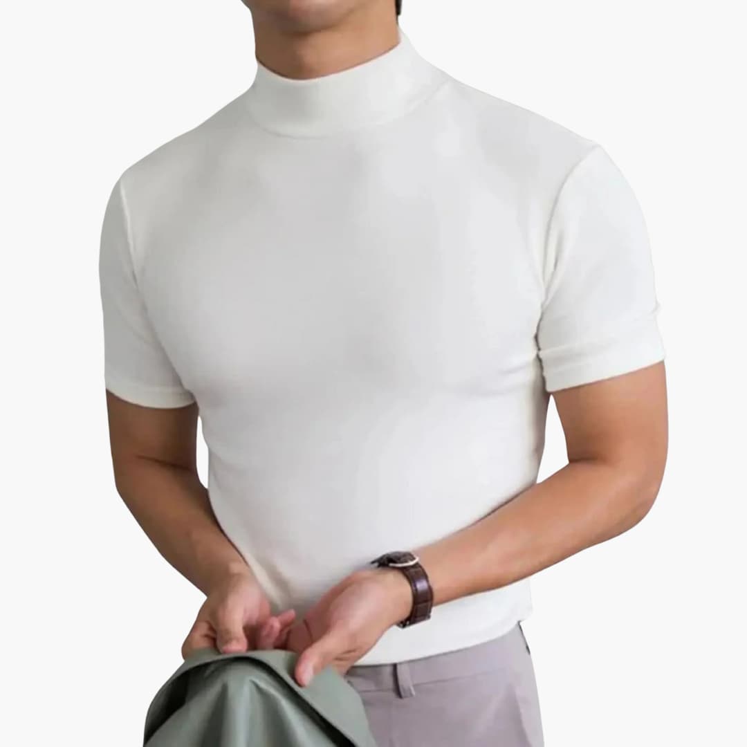 T-Shirt Col Montant Homme – Coupe Slim Manches Courtes
