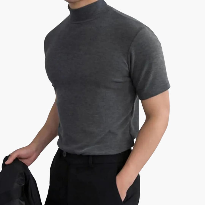 T-Shirt Col Montant Homme – Coupe Slim Manches Courtes