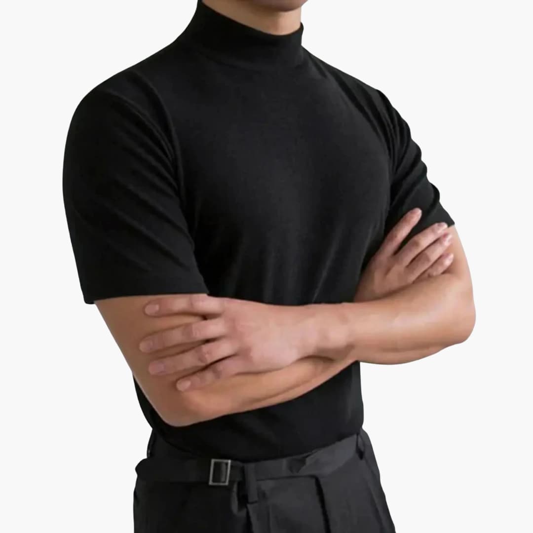 T-Shirt Col Montant Homme – Coupe Slim Manches Courtes