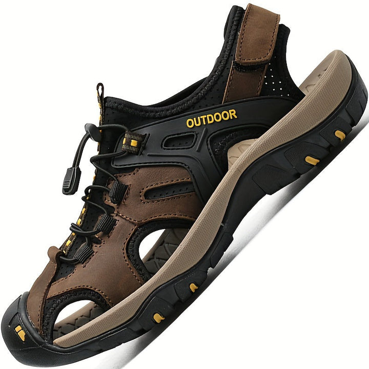 Men's Leather Hiking Sandals – Closed Toe and Grip Sole