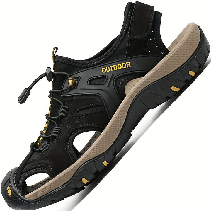Men's Leather Hiking Sandals – Closed Toe and Grip Sole