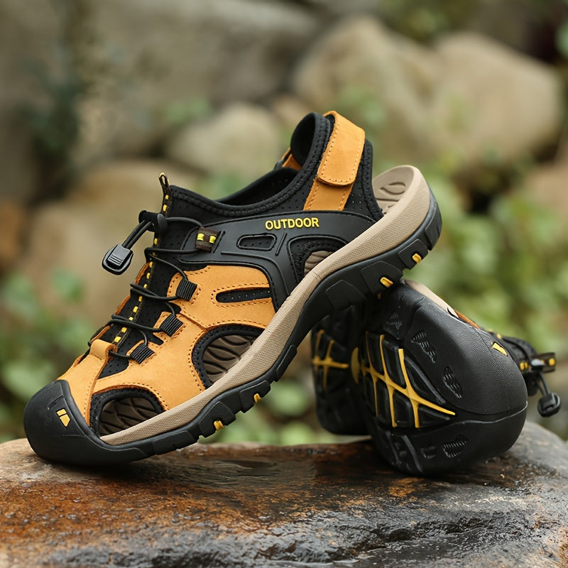 Men's Leather Hiking Sandals – Closed Toe and Grip Sole