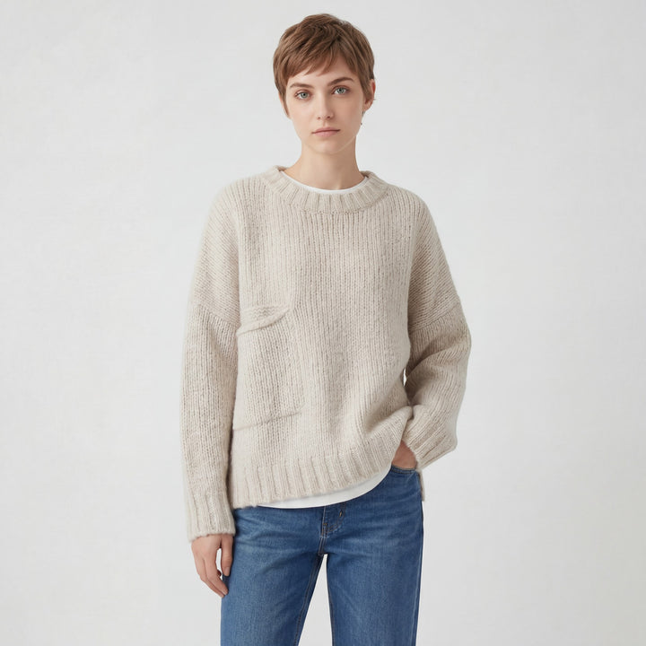 Pullover Damen Rundhalsausschnitt – Lockerer Relaxed Fit | Strukturierte Acrylstrickware