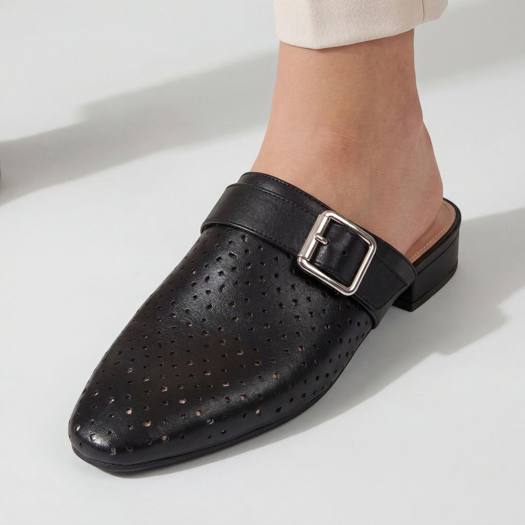 Damen Mules aus Leder – Einziger Schnallenriemen