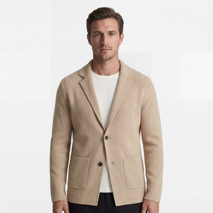Herren Cardigan aus mercerisierter Baumwolle mit V-Ausschnitt – taillierte, legere Passform