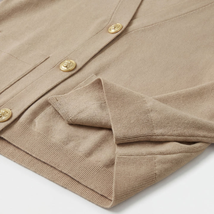 Damen Set aus Cardigan und Hose aus Acrylstrick – Lässiger Schnitt mit Knöpfen