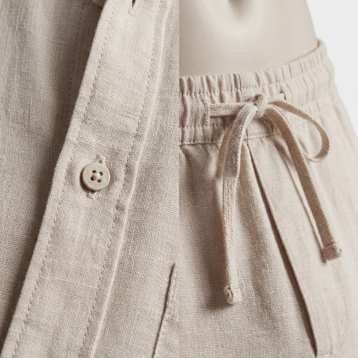 Completo camicia e pantaloni in lino per uomo – Maniche lunghe