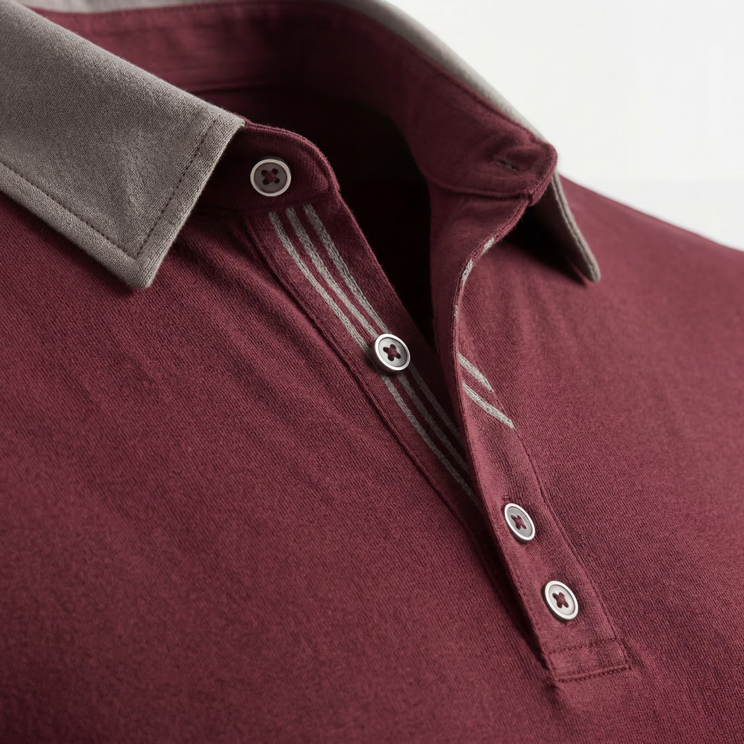 Polo uomo in cotone – Maniche lunghe collo classico