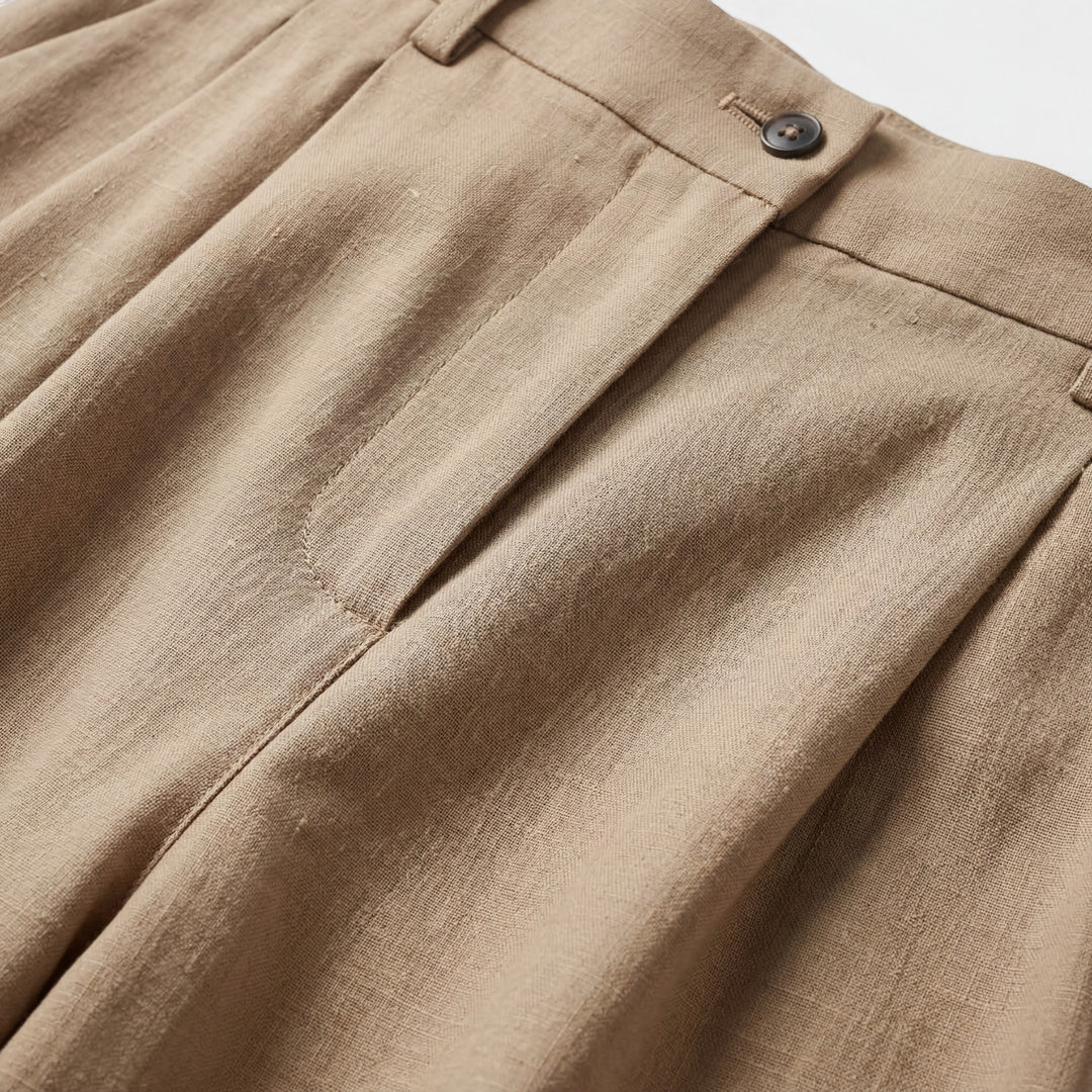 Damenweite High-Waist-Hose aus gewebtem Stoff – Schmeichelhafte Passform
