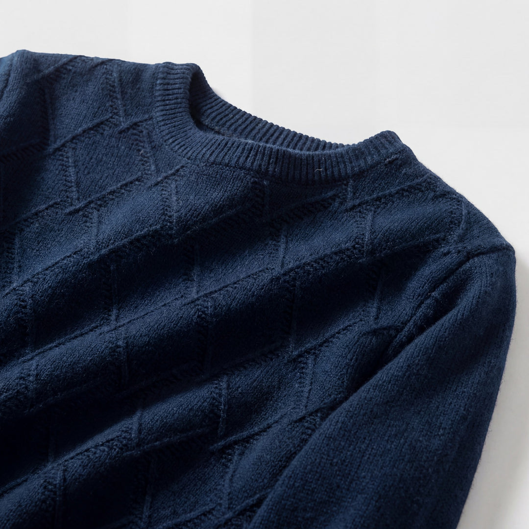 Maglione uomo in maglia di lana mista – Collo tondo motivo rombi