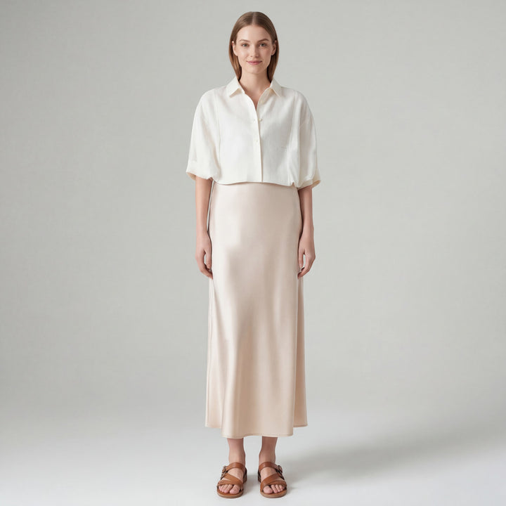 Damen Midirock aus Satin – Eng anliegende Passform