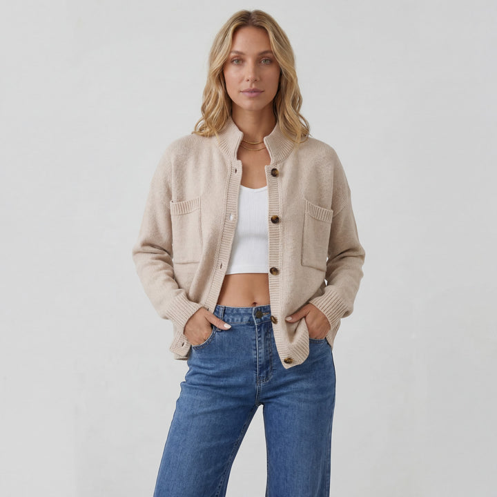 Damen Cardigan aus Strick mit Knöpfen – Weiter Schnitt, lange Ärmel | Strukturierter Strick