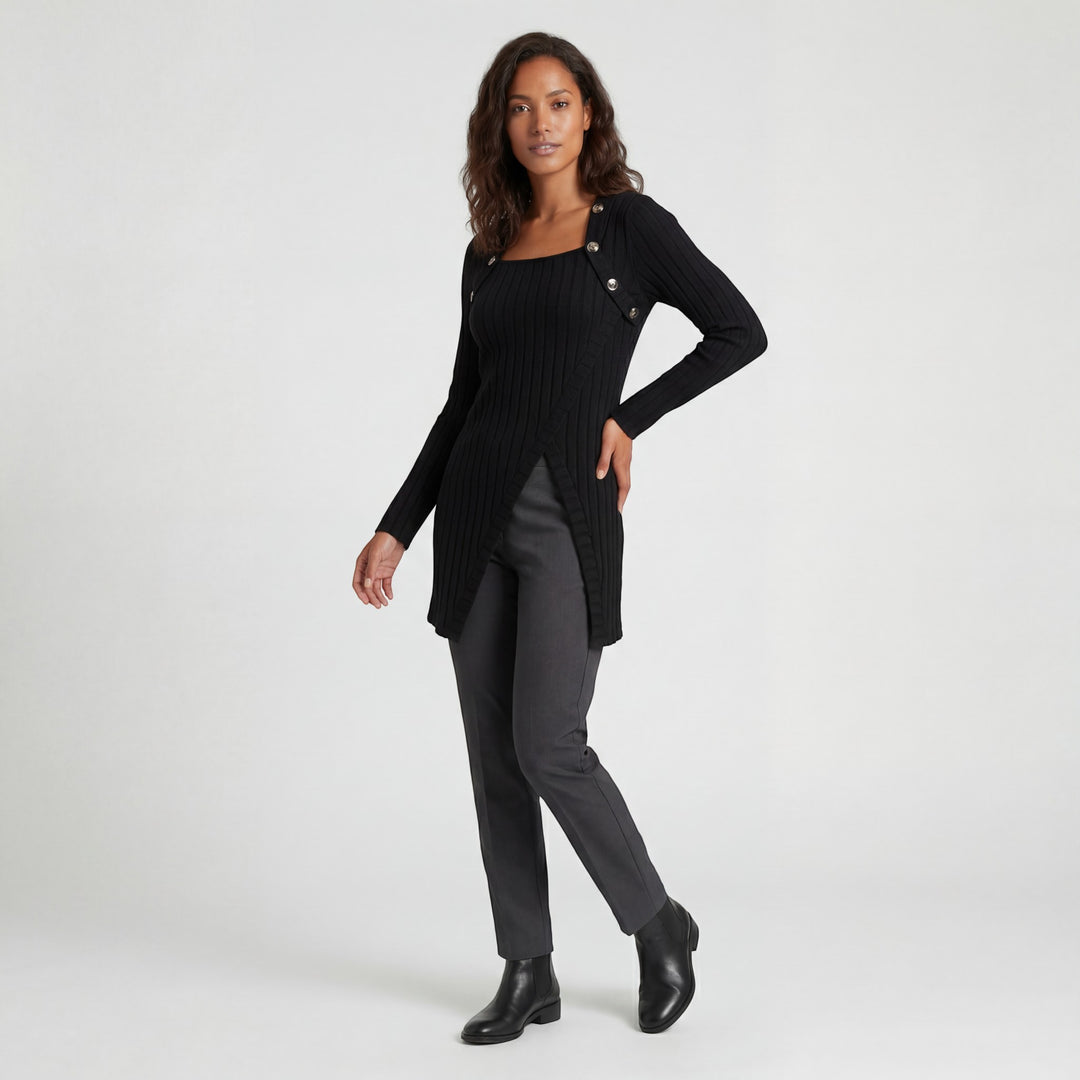 Claire Mode | Top donna asimmetrico in maglia coste