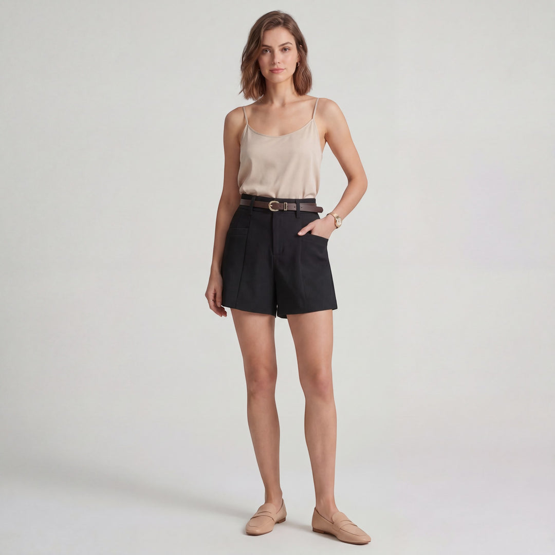 Damen High-Waist-Shorts aus gewebtem Stoff – Eng anliegende Passform