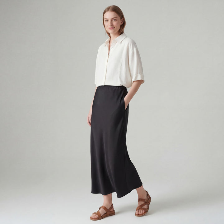 Damen Midirock aus Satin – Eng anliegende Passform