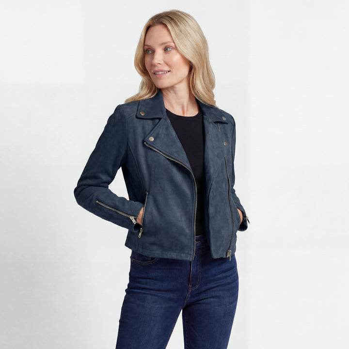 Giacca Donna Stile Moto con Zip – Zip Diagonale con Risvolto | Misto Cotone