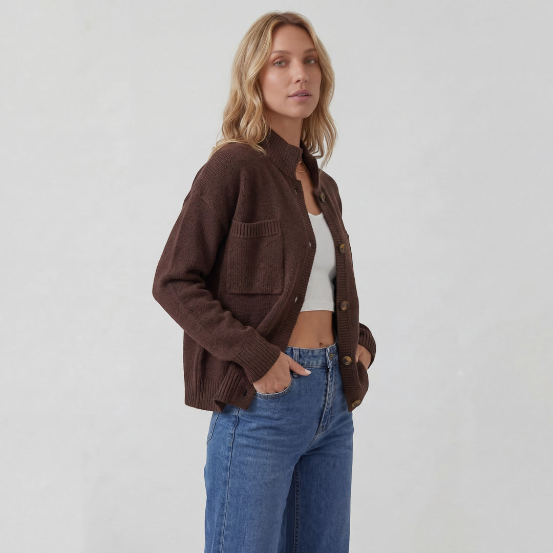 Damen Cardigan aus Strick mit Knöpfen – Weiter Schnitt, lange Ärmel | Strukturierter Strick