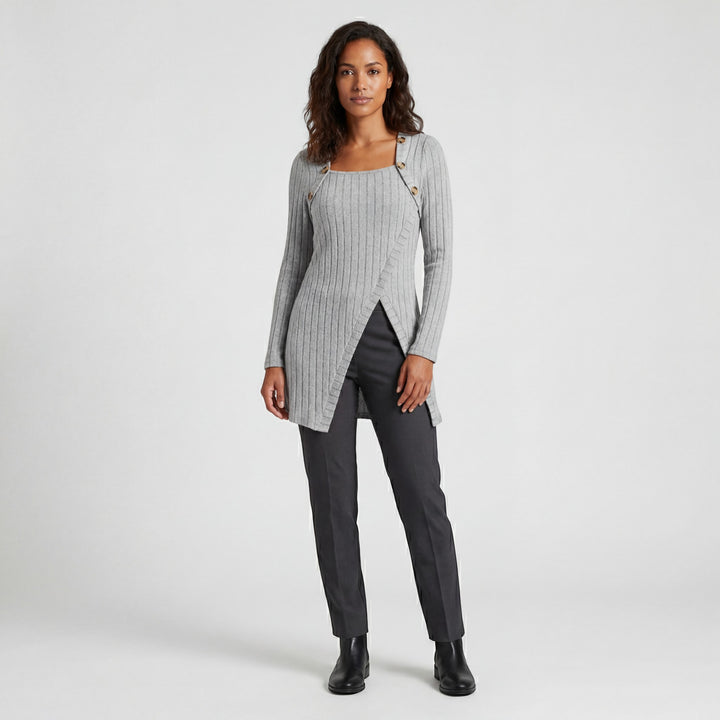 Claire Mode | Top donna asimmetrico in maglia coste