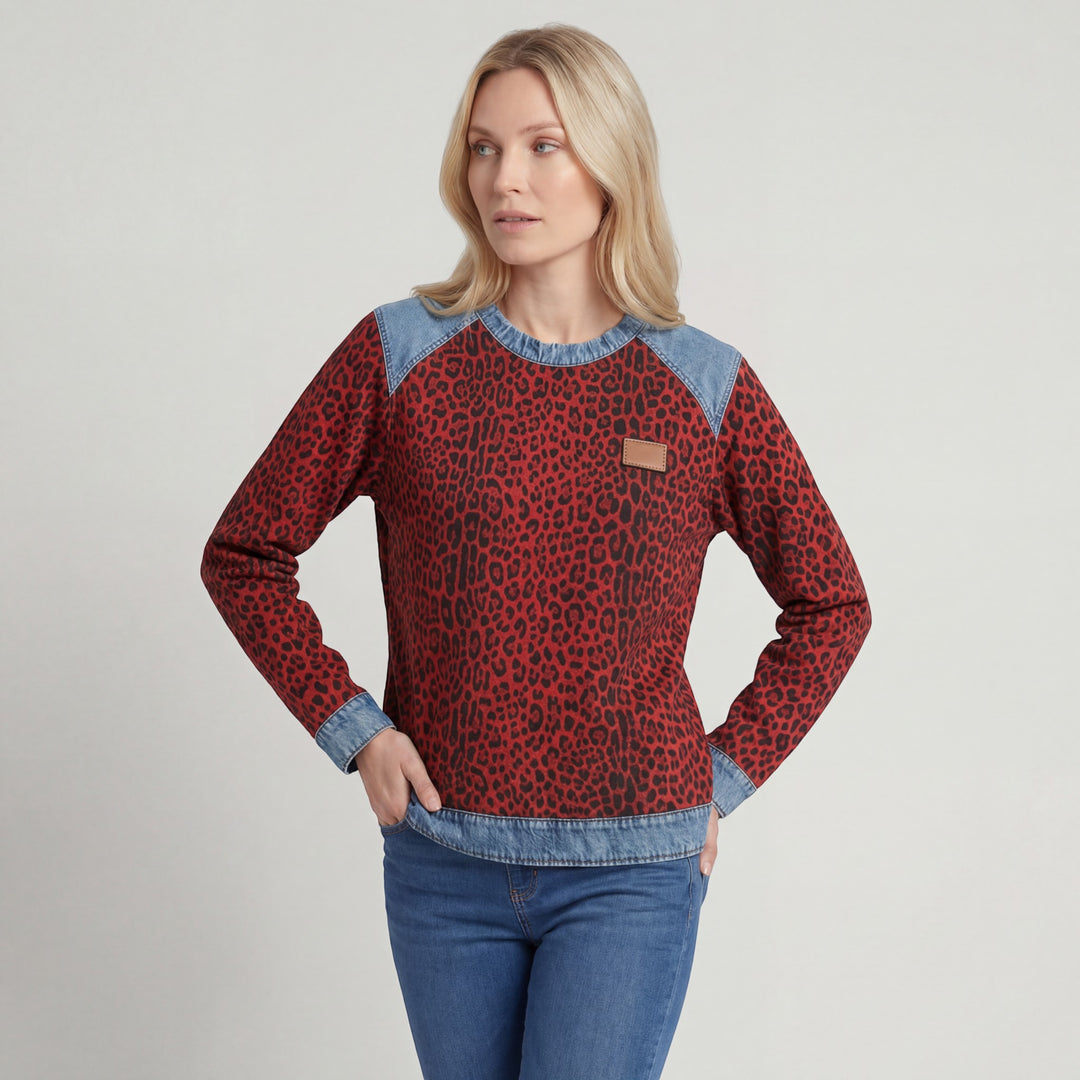 Sweatshirt Damen Rundhalsausschnitt – Reguläre Passform Lange Ärmel | Baumwollmischung