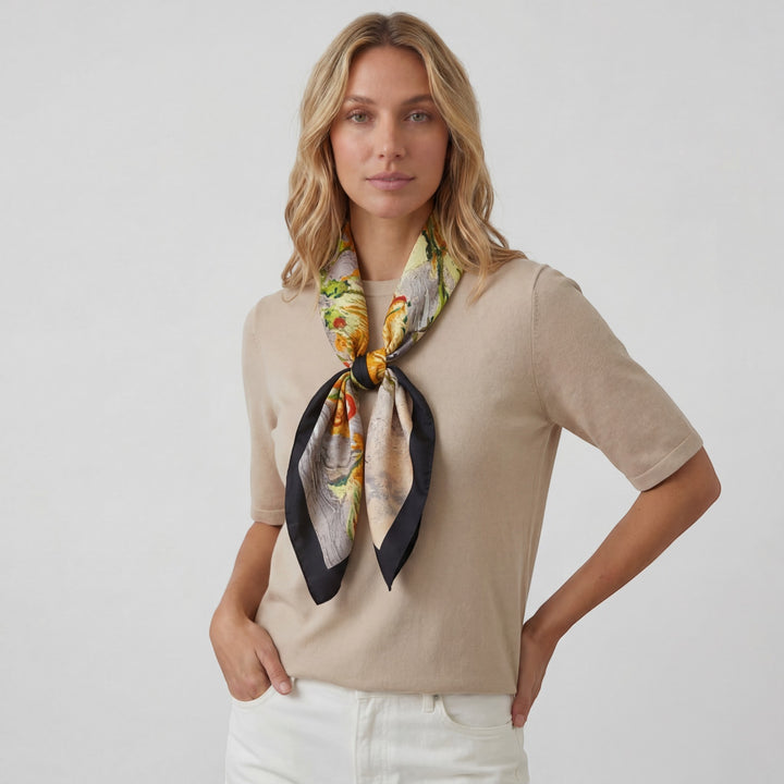 Foulard carré donna in satin di seta – Sciarpa elegante versatile