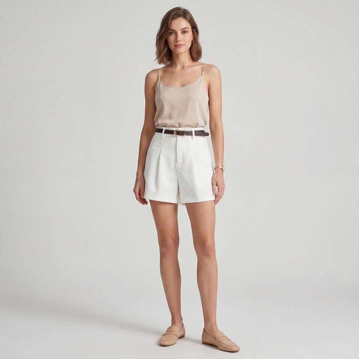 Damen High-Waist-Shorts aus gewebtem Stoff – Eng anliegende Passform