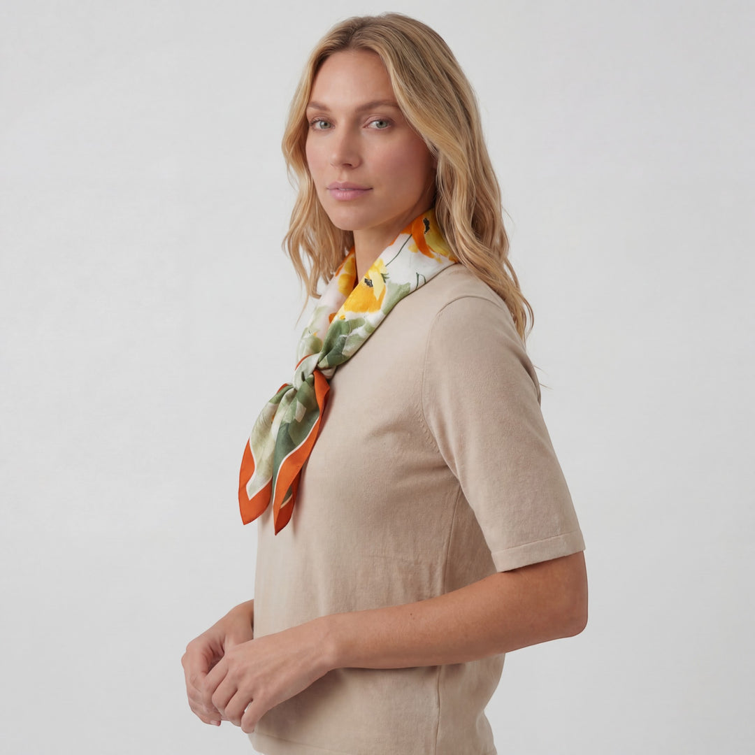 Foulard carré donna in satin di seta – Sciarpa elegante versatile