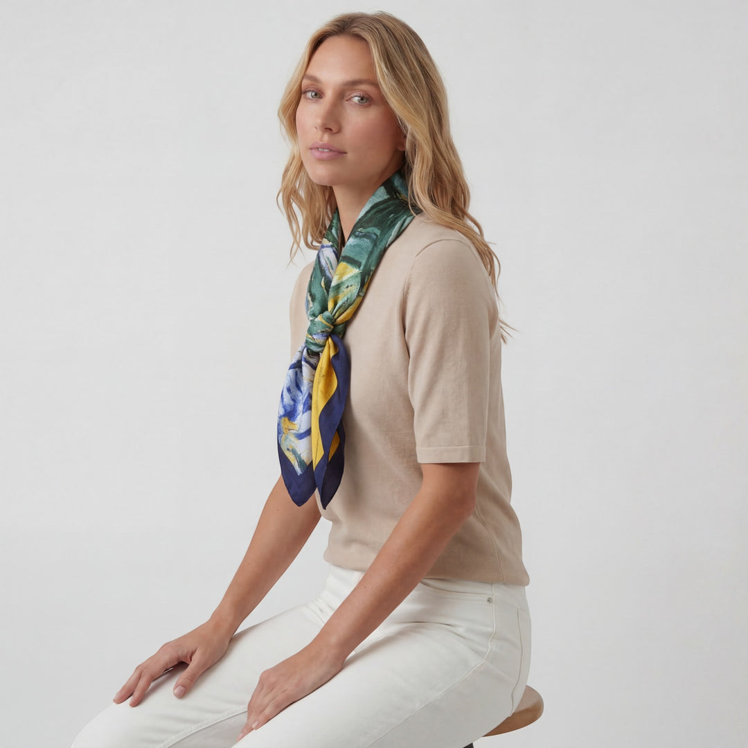 Foulard carré donna in satin di seta – Sciarpa elegante versatile