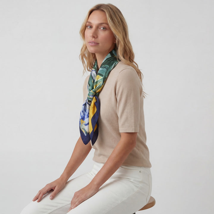 Foulard carré donna in satin di seta – Sciarpa elegante versatile