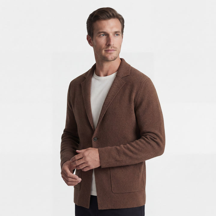 Herren Cardigan aus mercerisierter Baumwolle mit V-Ausschnitt – taillierte, legere Passform