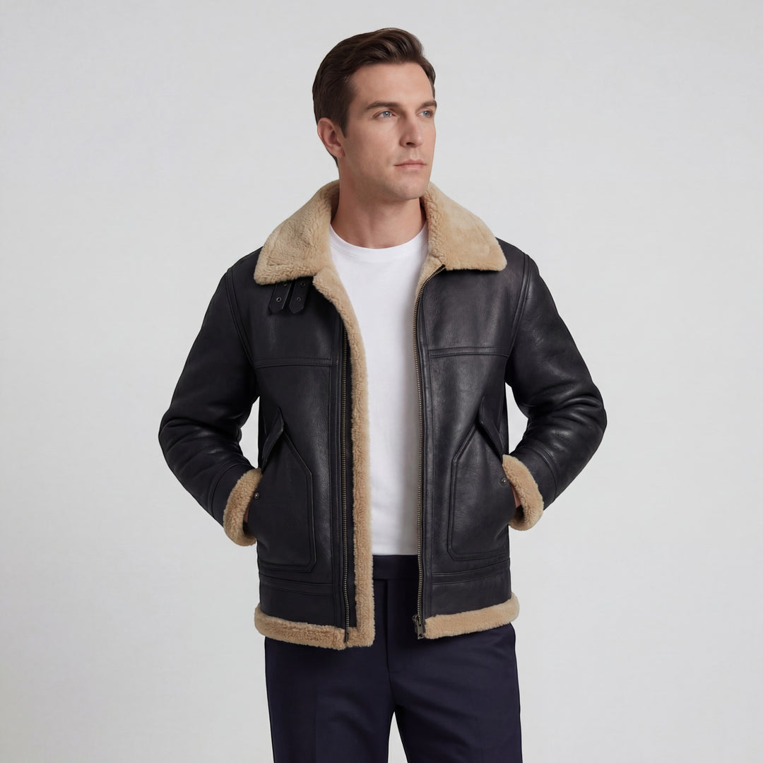 Herren Jacke mit Fleece-Futter aus Lammwolle – lässiger Schnitt