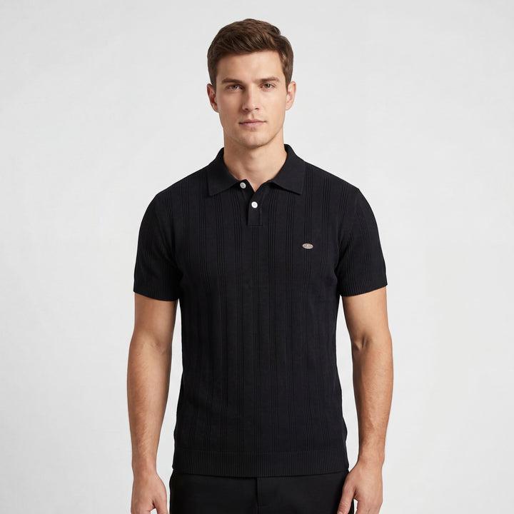Herren-Polo aus Viskosestrick – kurzärmeliges Polo mit Knopfleiste