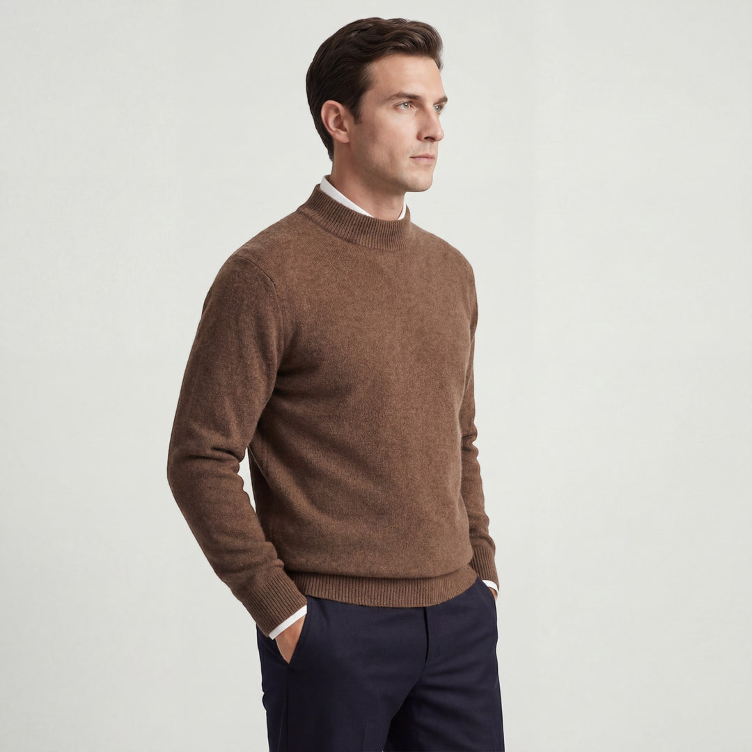 Pullover Herren Rollkragen Strick – Weite Passform | Gebürstete Wolle