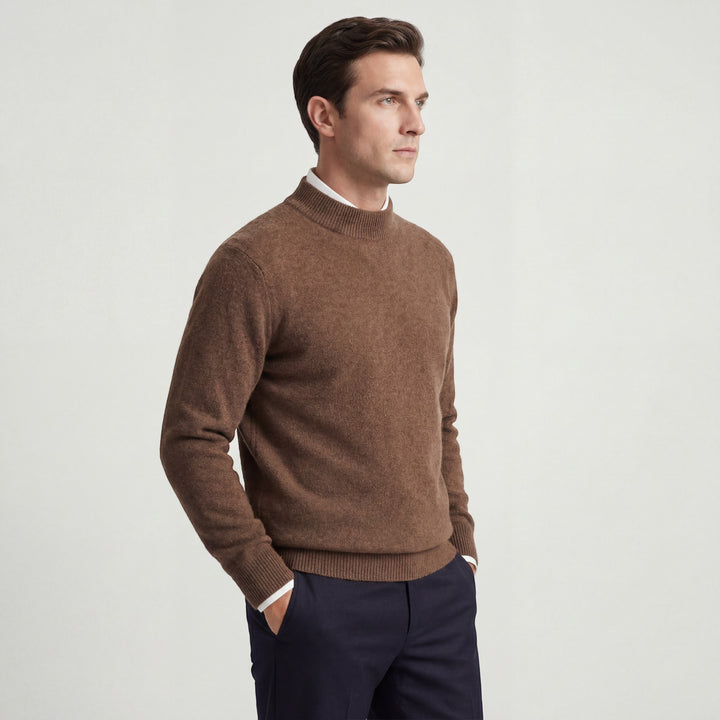 Pullover Herren Rollkragen Strick – Weite Passform | Gebürstete Wolle