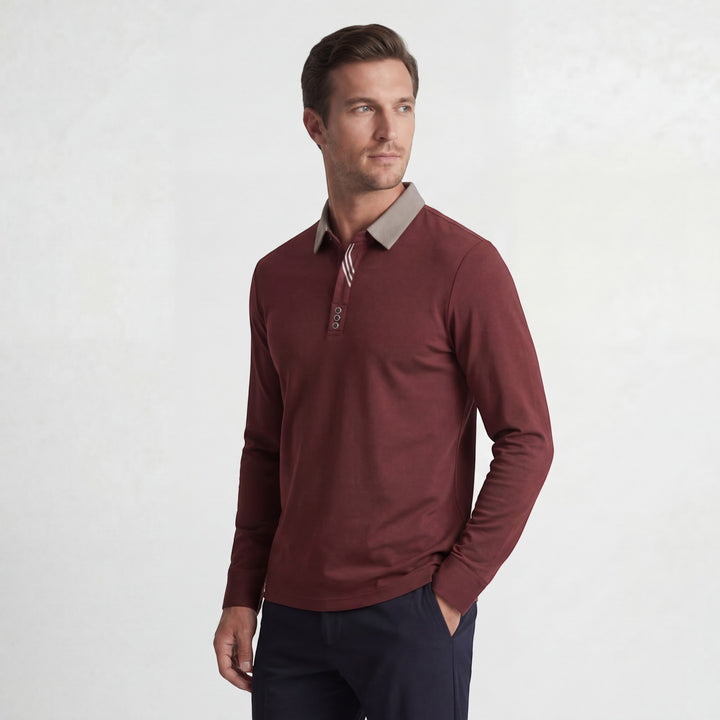 Polo uomo in cotone – Maniche lunghe collo classico
