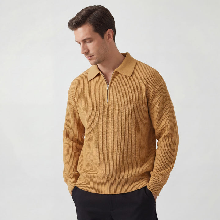 Herren Strickpullover mit Reißverschluss – trendiger weiter Schnitt