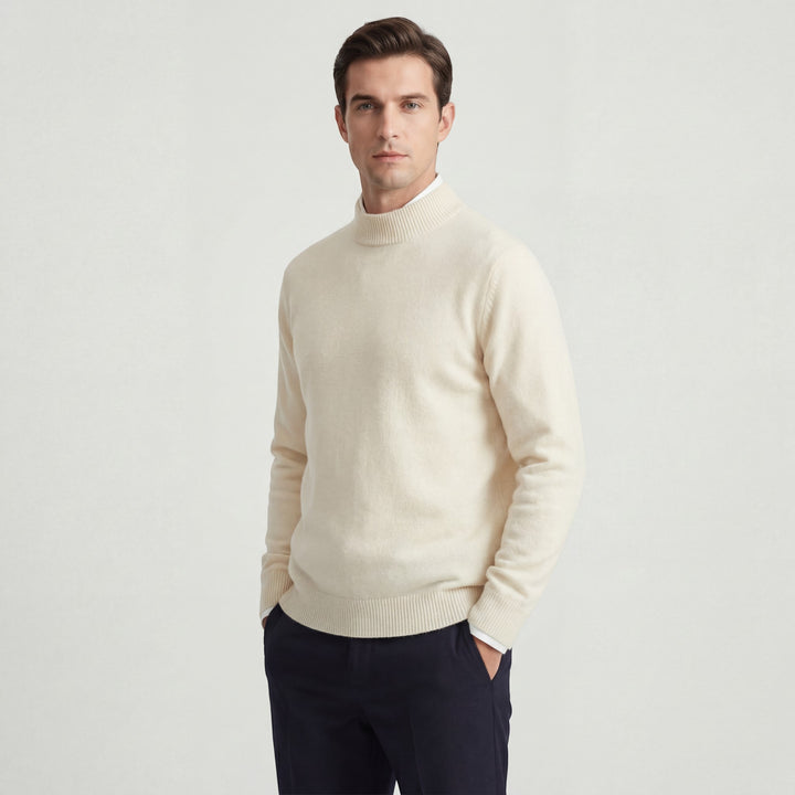 Pullover Herren Rollkragen Strick – Weite Passform | Gebürstete Wolle