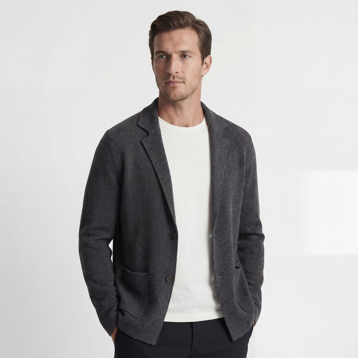 Herren Cardigan aus mercerisierter Baumwolle mit V-Ausschnitt – taillierte, legere Passform