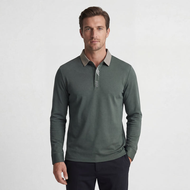 Polo uomo in cotone – Maniche lunghe collo classico