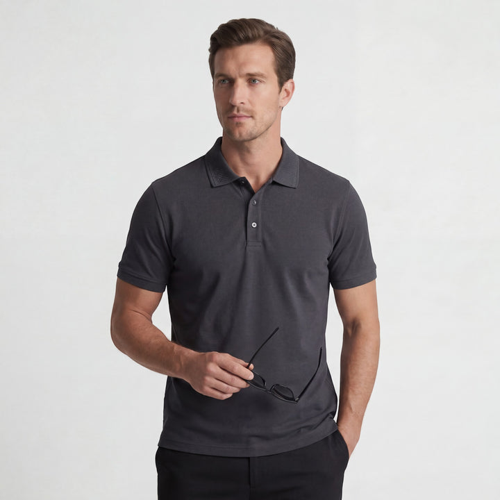 Herren-Polo aus Baumwollstrick – kurzärmeliges Polo mit Strickstruktur