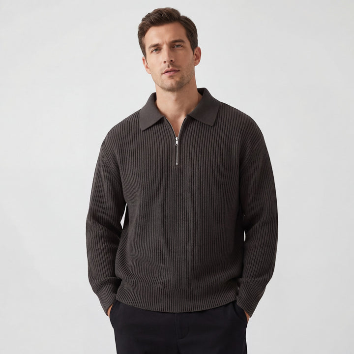 Herren Strickpullover mit Reißverschluss – trendiger weiter Schnitt