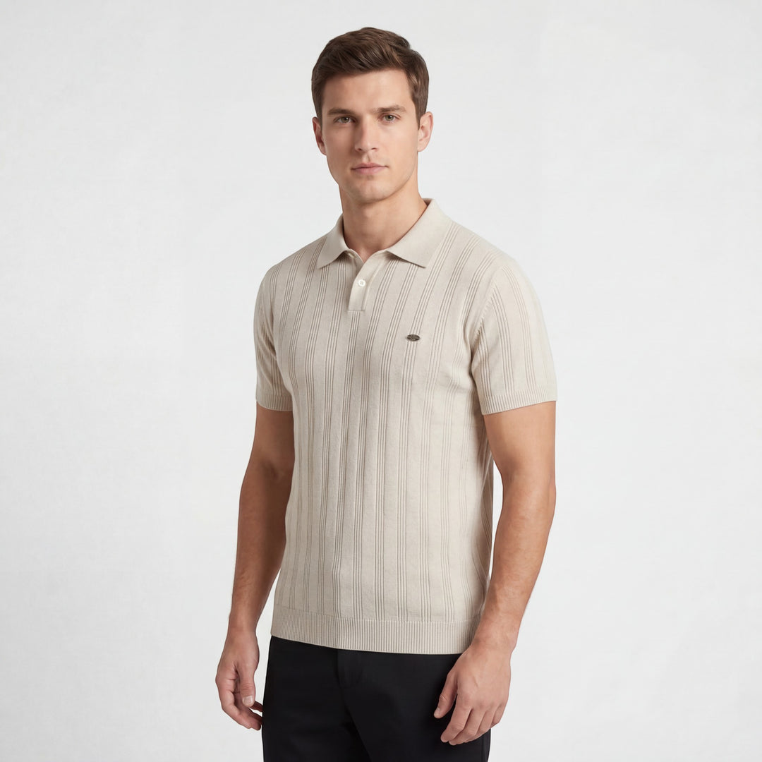 Herren-Polo aus Viskosestrick – kurzärmeliges Polo mit Knopfleiste