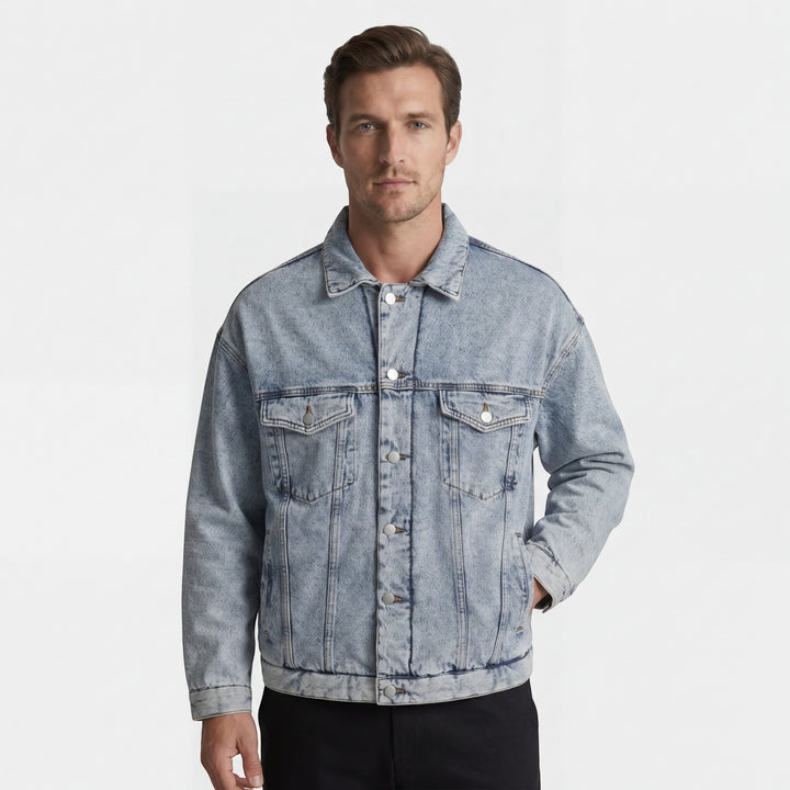 Herren-Jeansjacke aus Baumwollmischung – Relaxed Fit Schnitt