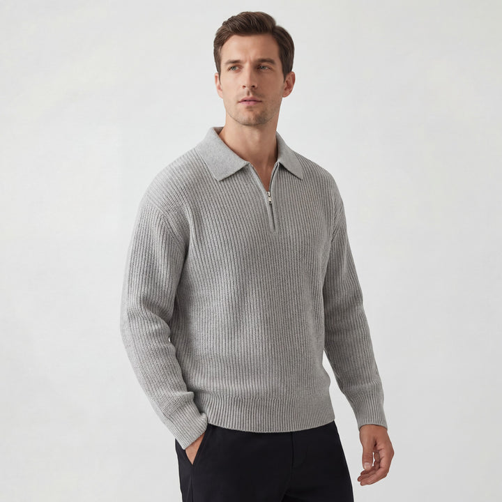 Herren Strickpullover mit Reißverschluss – trendiger weiter Schnitt
