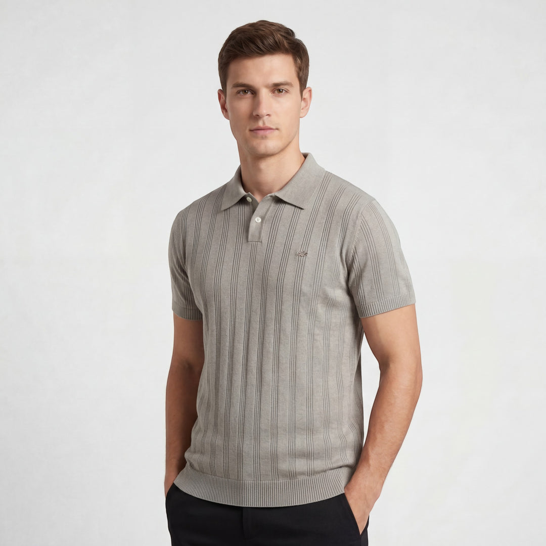 Herren-Polo aus Viskosestrick – kurzärmeliges Polo mit Knopfleiste