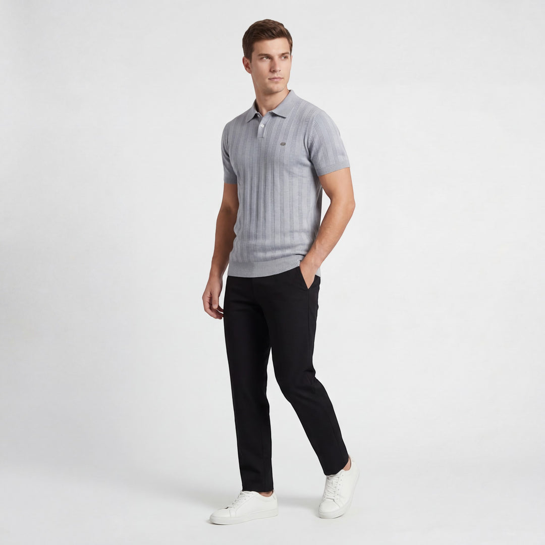 Herren-Polo aus Viskosestrick – kurzärmeliges Polo mit Knopfleiste