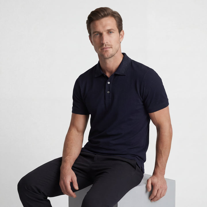 Herren-Polo aus Baumwollstrick – kurzärmeliges Polo mit Strickstruktur