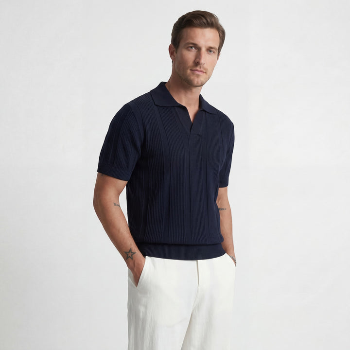 Polo uomo in maglia traspirante – Texture traforata ariosa
