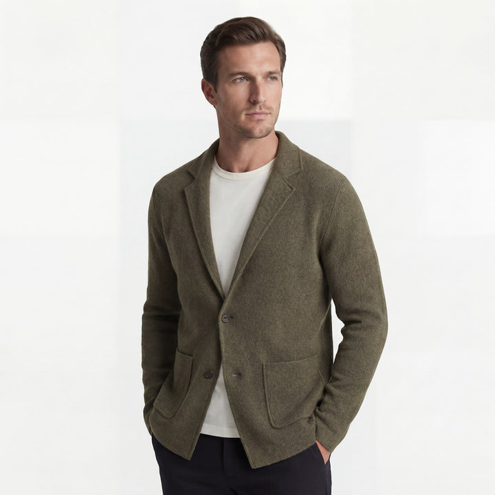Herren Cardigan aus mercerisierter Baumwolle mit V-Ausschnitt – taillierte, legere Passform