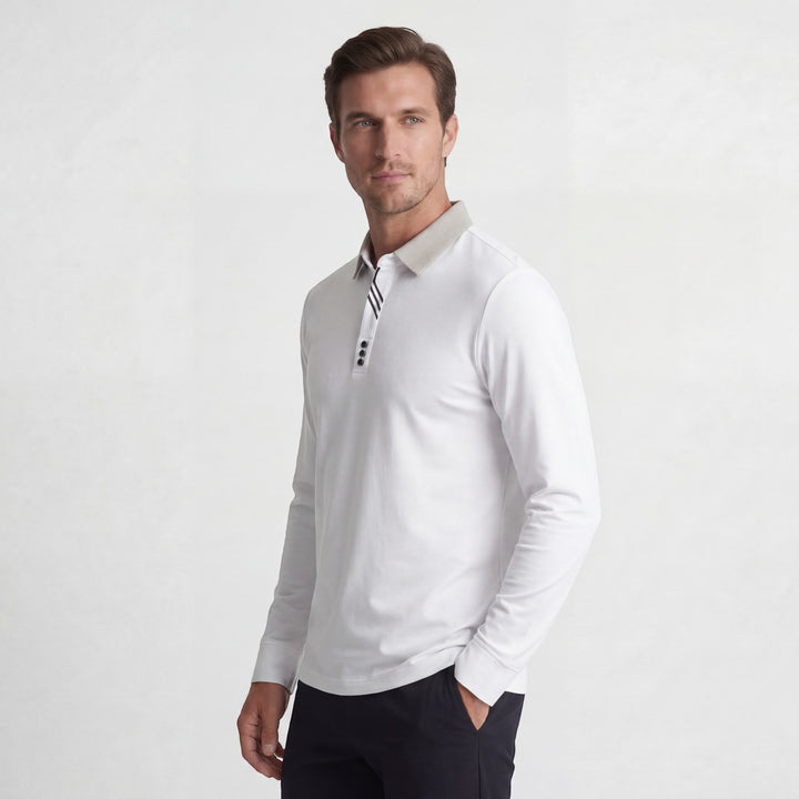 Polo uomo in cotone – Maniche lunghe collo classico